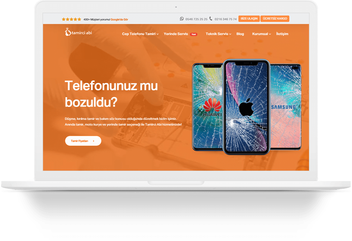 tamirci abi phone repair services wordpress web tasarim